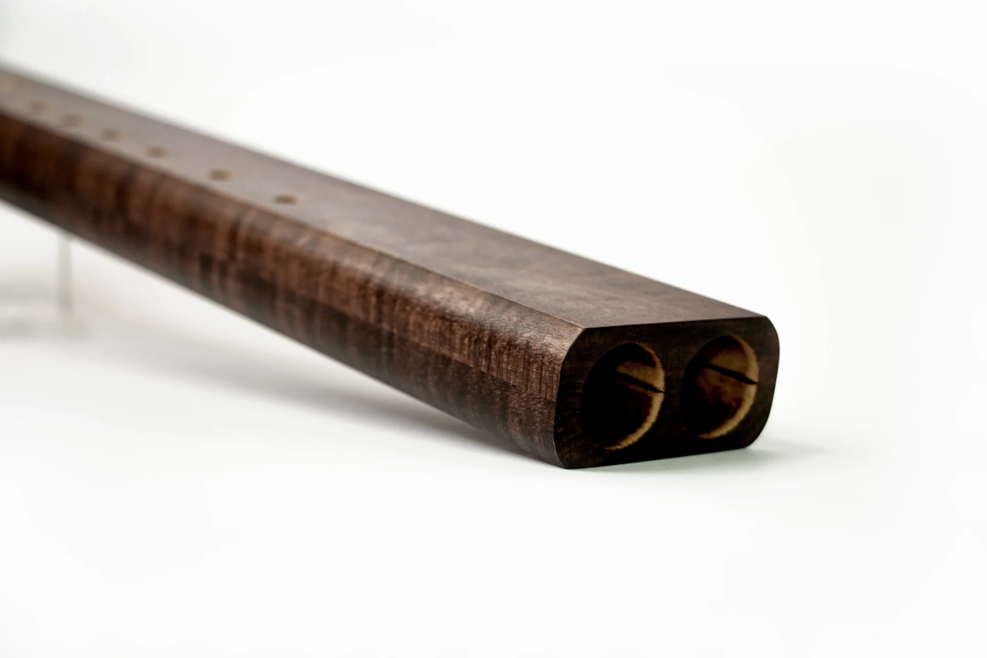 F# double flute highlighting natural wood grain variation