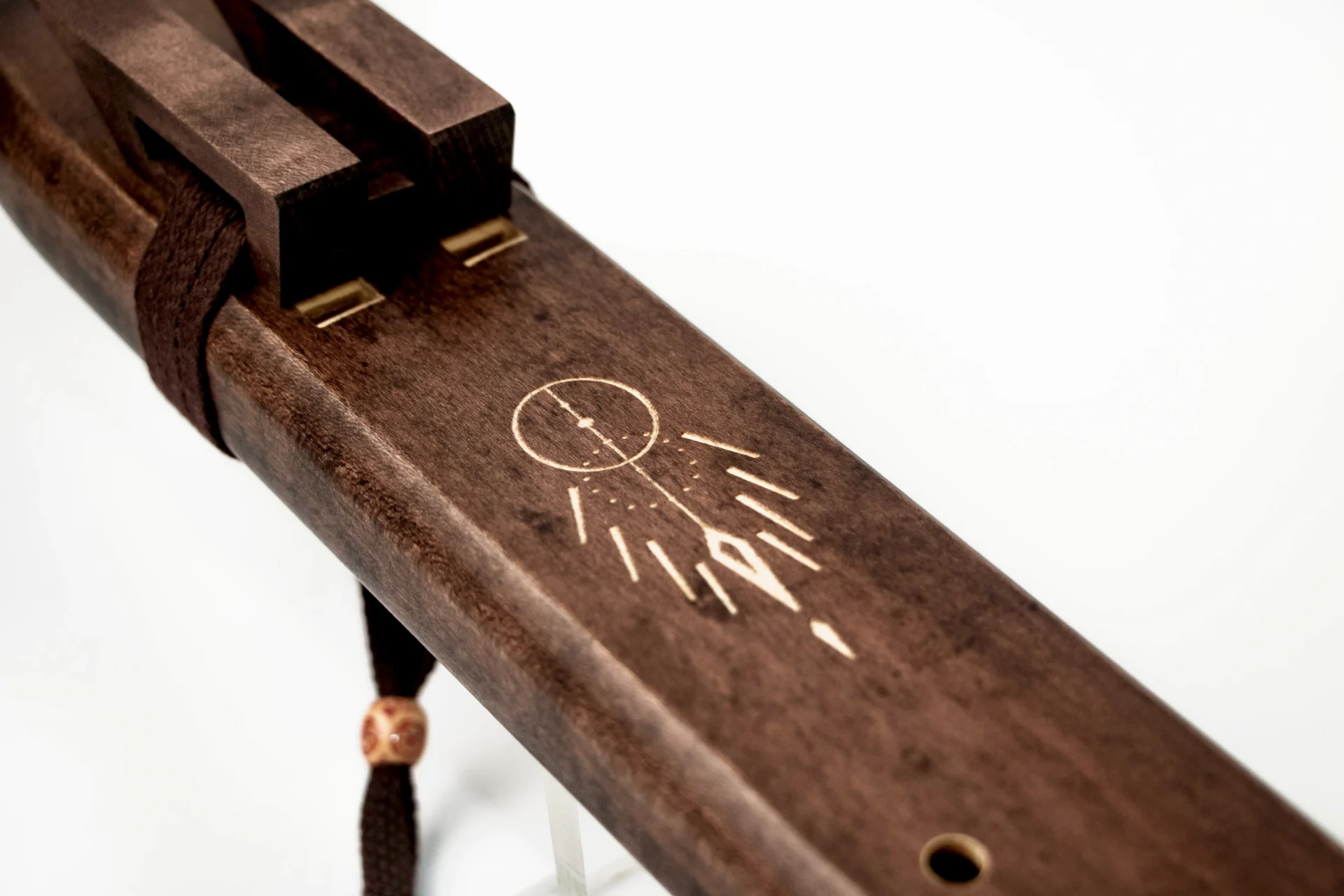 Maple wood F# double flute with walnut stain and natural grain